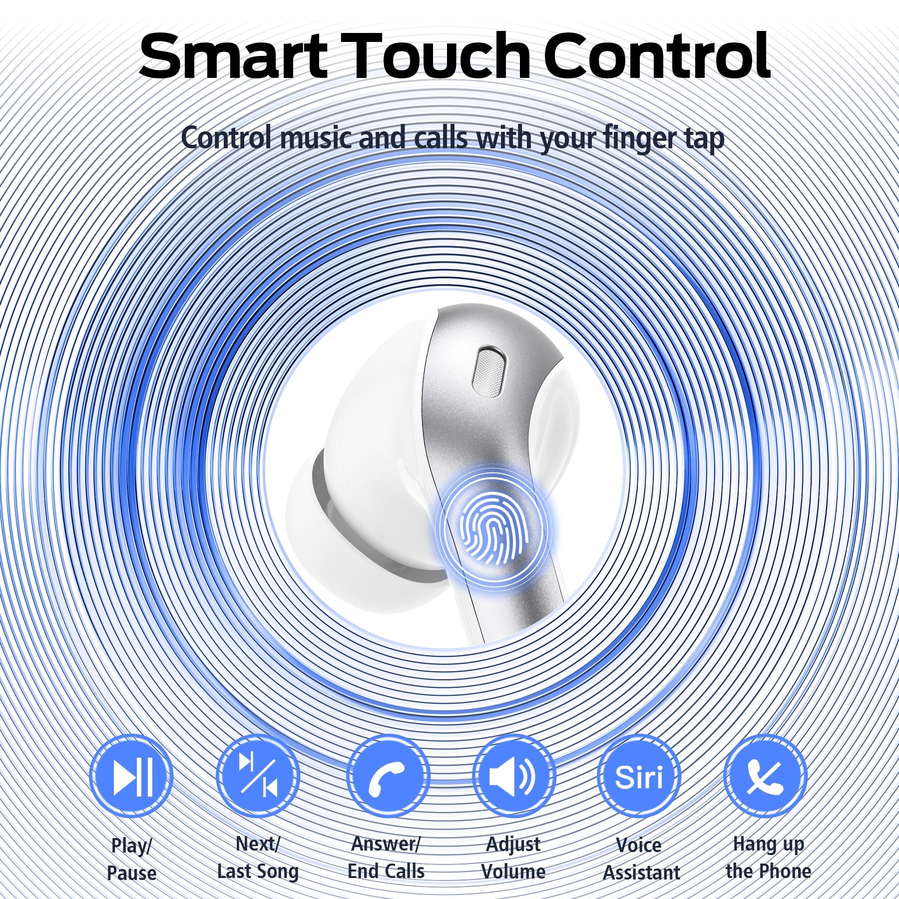 VEAT00L Bluetooth Headphone True Wireless Earbuds 65H Playback Power Display Earphones with Wireless Charging Case IPX7 Waterproof in-Ear Earbuds with Mic for TV Phone Computer Laptop Sports