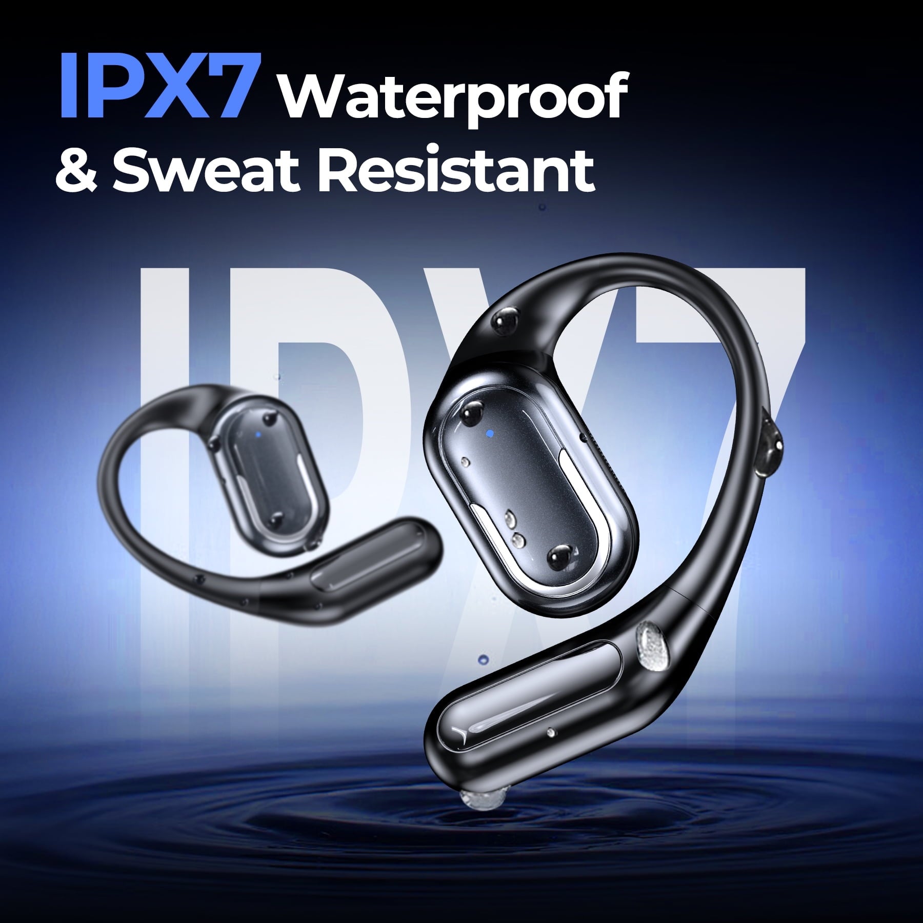 VEAT00L T5 Open Ear Headphones with Mic, Air Conduction Wireless Earbuds with LED Digital Display 40 Hrs Playtime,Clear Call ,Fast Charing,IPX7,Bluetooth 6.0 Open Ear Earbuds for Running, Workout
