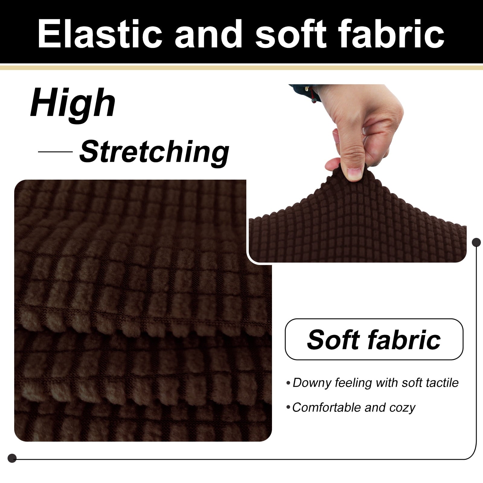 U-NICE HOME 4-Piece Stretch Sofa Cover for 3-Cushion Couch Pet-Friendly, Chocolate