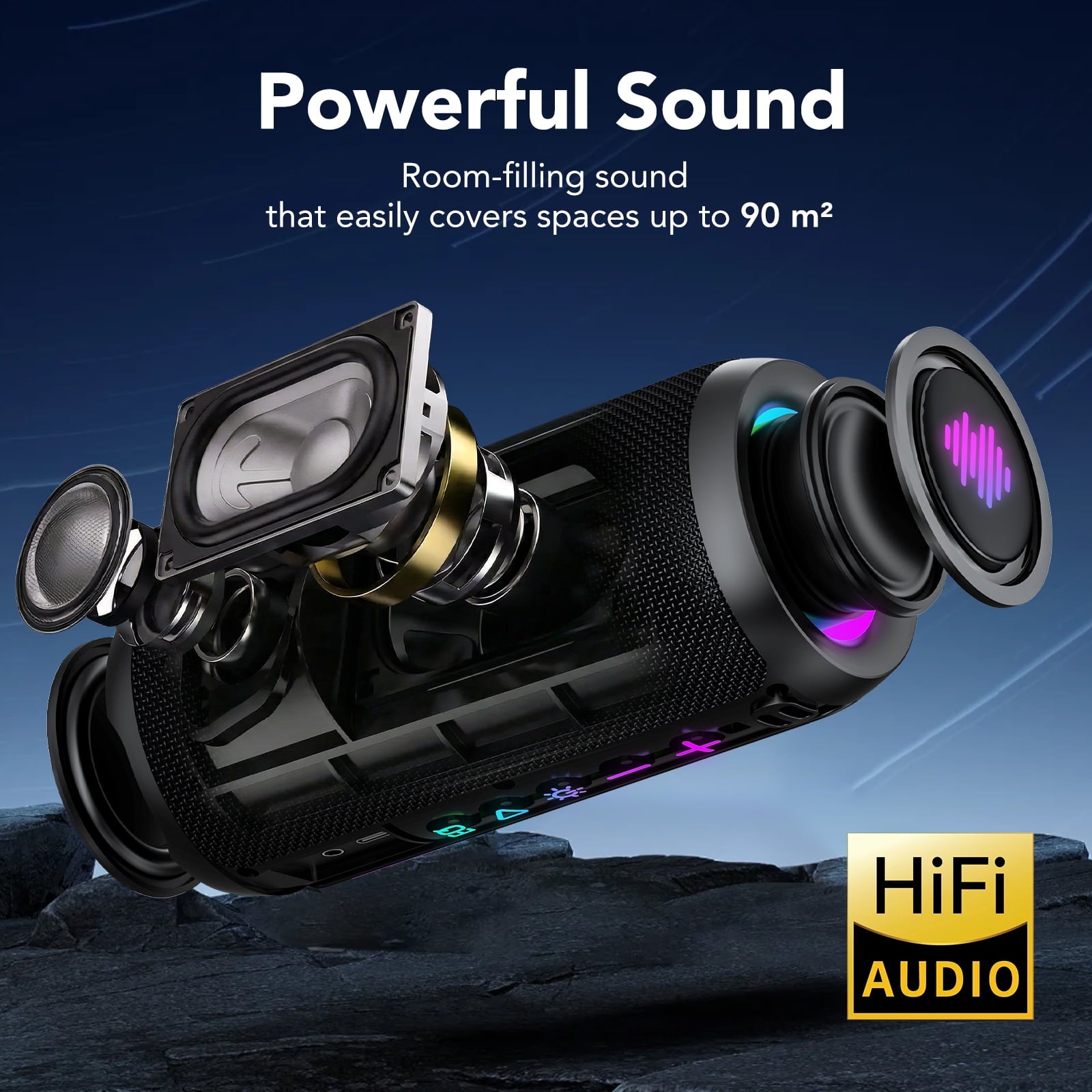 Portable Bluetooth Speaker, 30W Super Loud Bluetooth 5.4 Speaker Wireless, Boost Bass 3.0, 30H Playtime, 8 RGB Modes, IPX7 Waterproof Speaker, TWS Pairing, for Outdoor/Home/Party, Gift Ideas