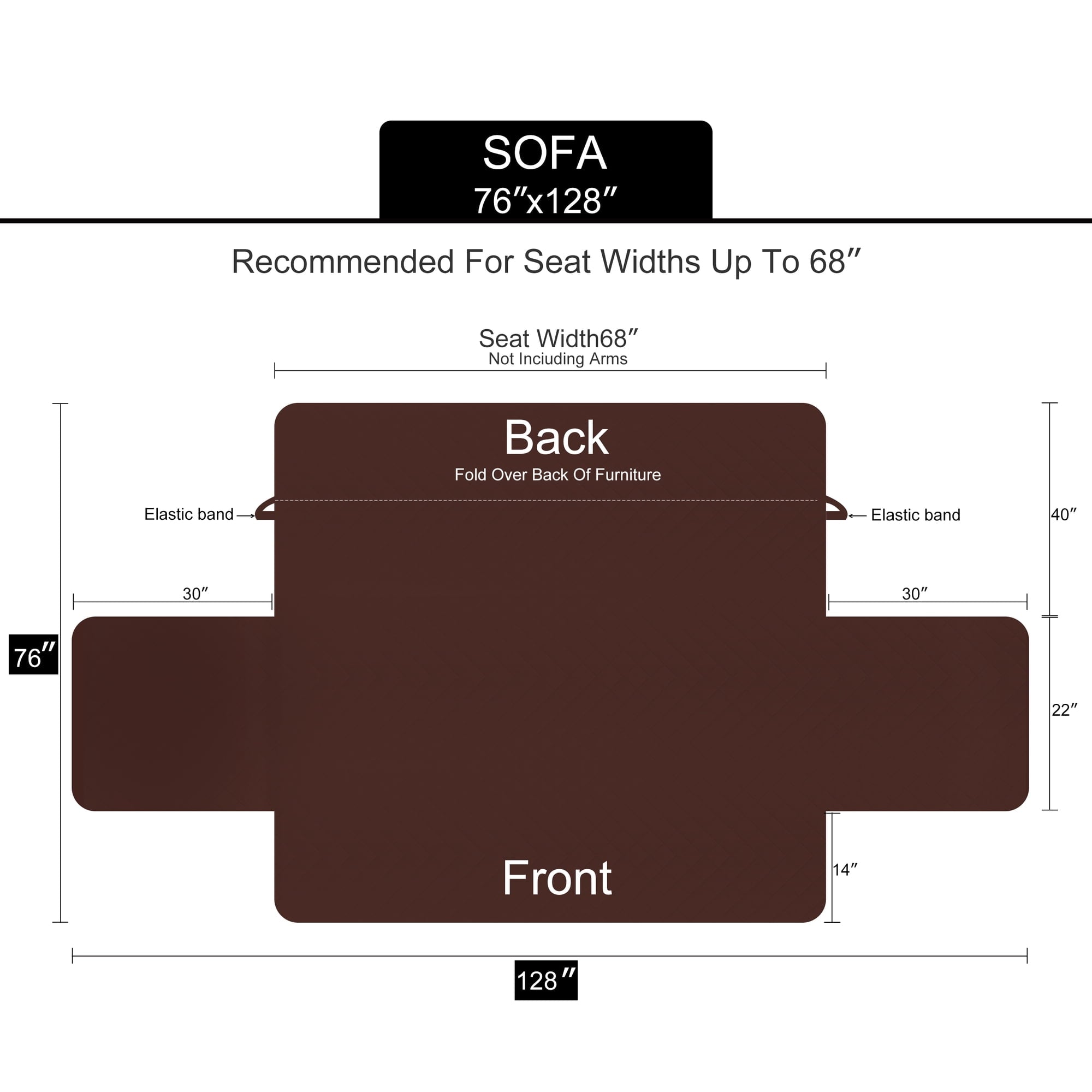 U-NICE HOME 100% Waterproof Anti Slip Sofa Cover 3-Seater, Washable, Elastic Straps, Dark Grey