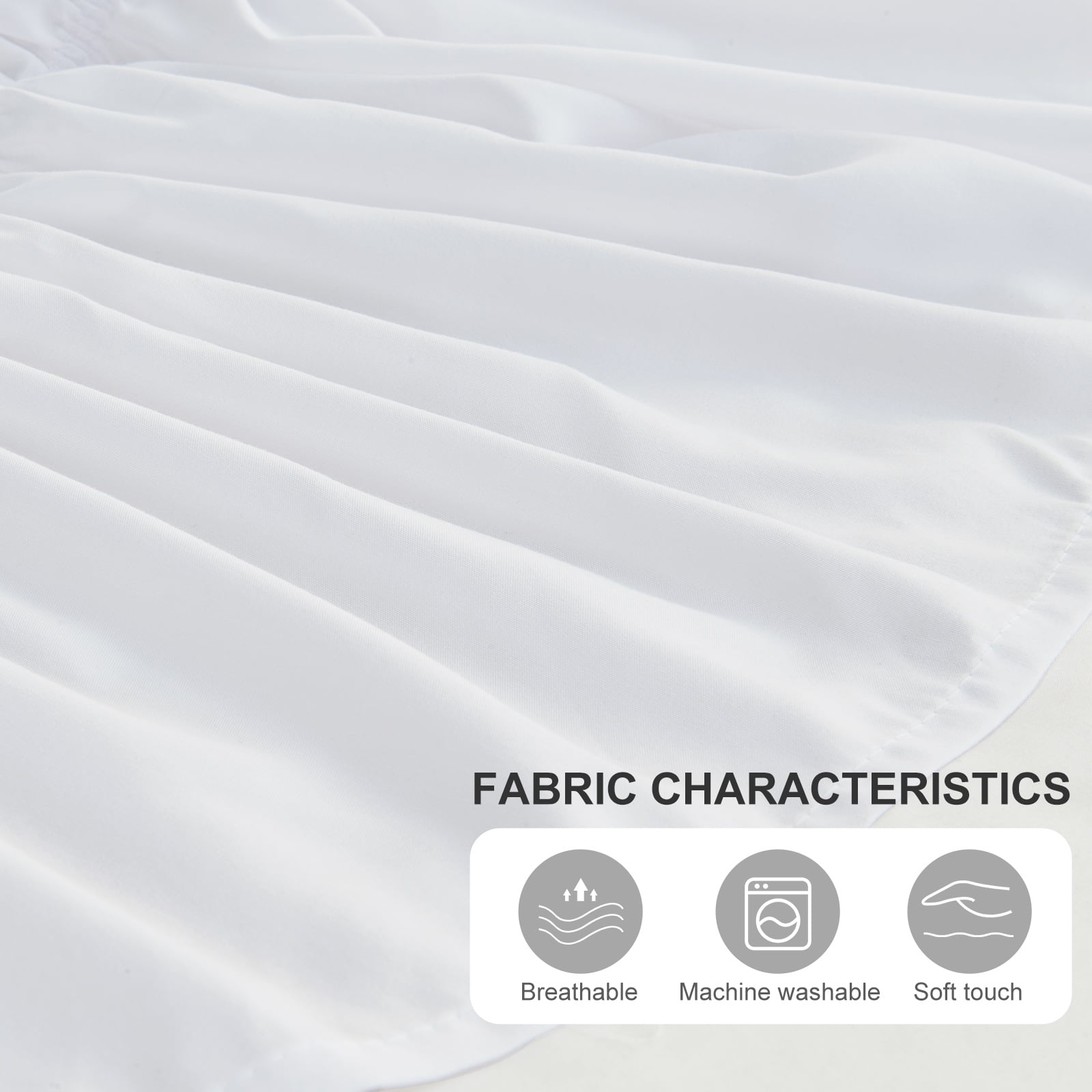 U-NICE HOME Queen 14" Drop Wrap Around Bed Skirt - Elastic Pleated Wrinkle Resistant, White