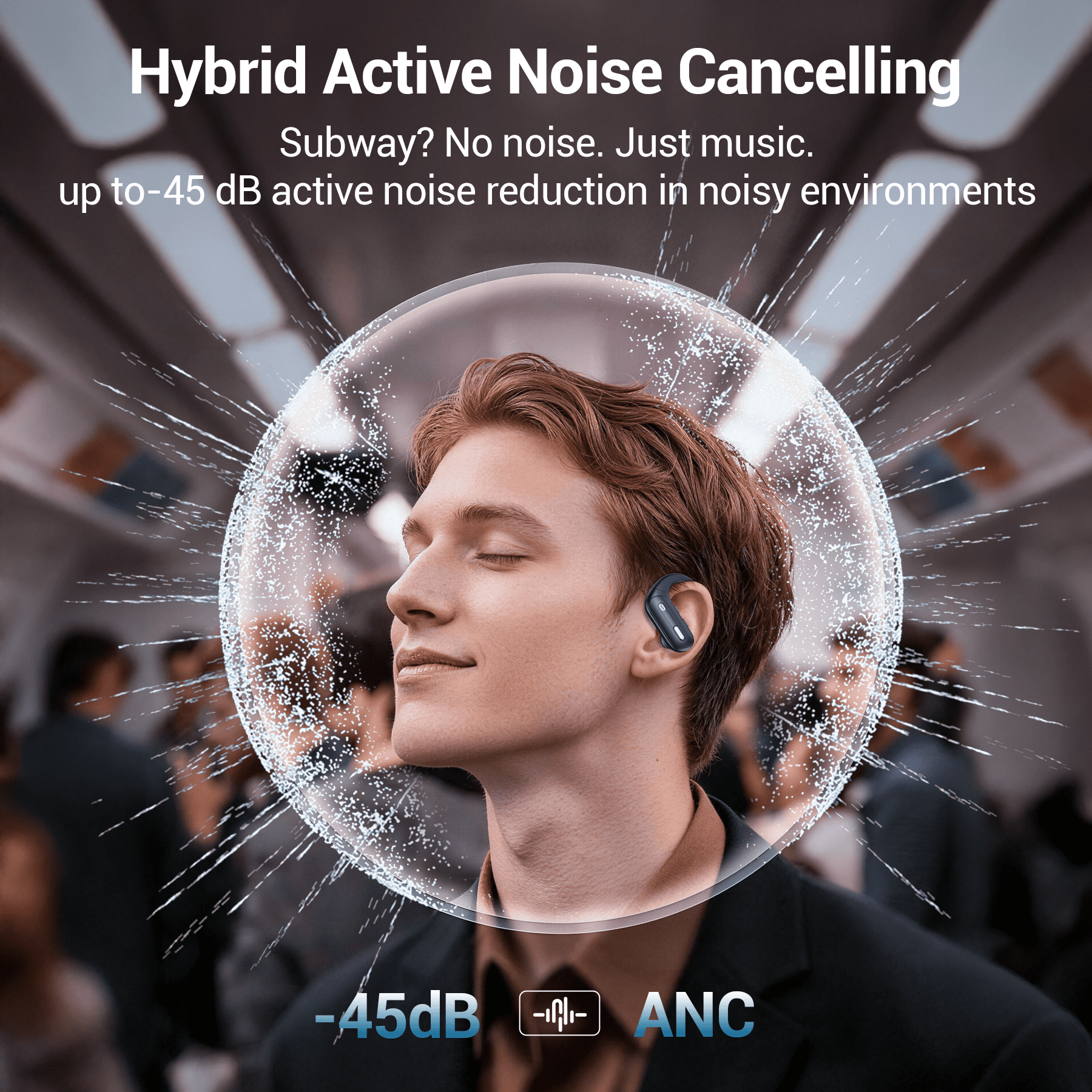 Hybrid Active Noise Cancelling Wireless Ear Buds, 75Hrs Bluetooth 5.3 Headphones IP7 Waterproof for Sport, Running Wireless Earphones with ENC, Deep Bass Over Ear bud with Earhooks for Android, iOS