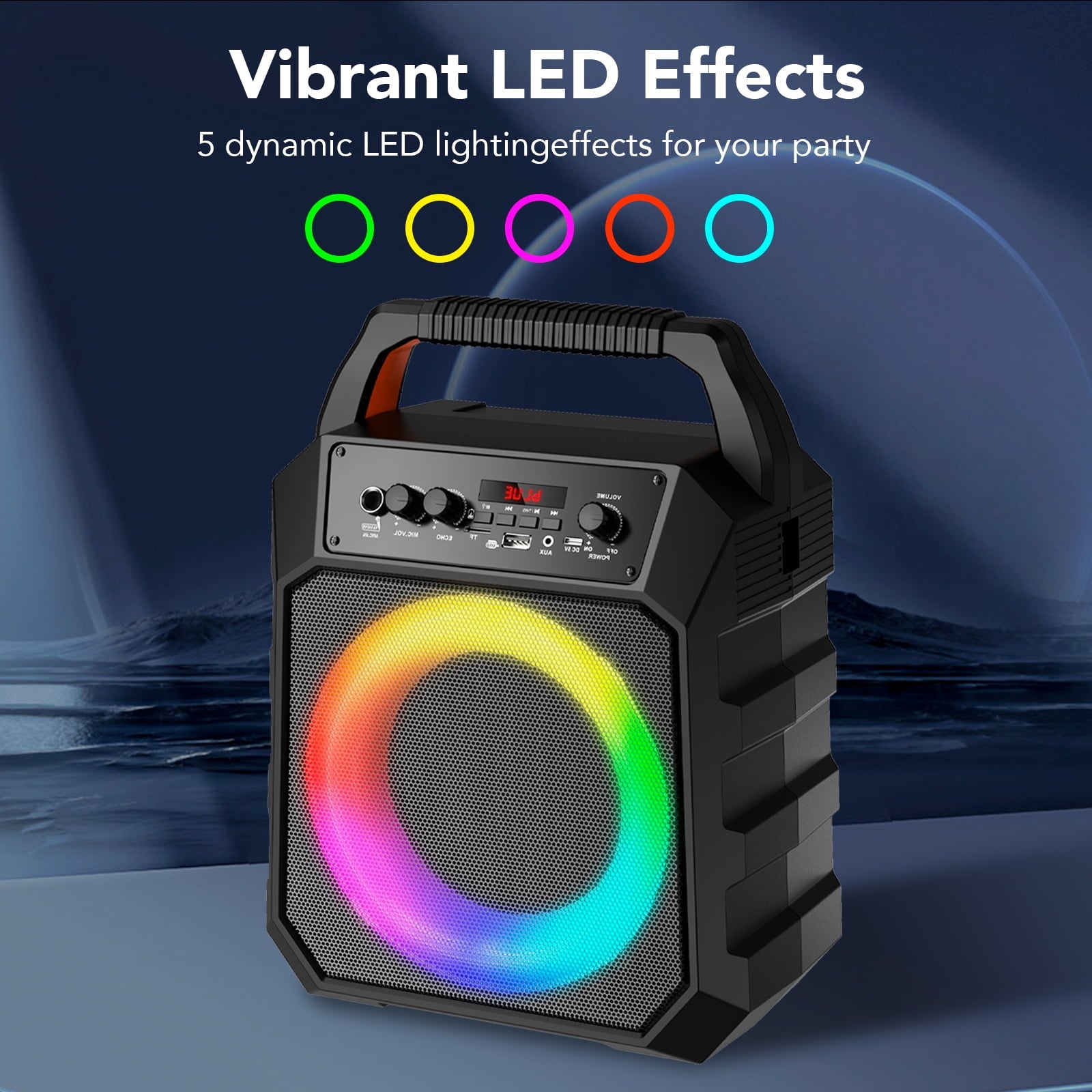Karaoke Machine for Adults Kids, Karaoke Speaker with 2 Microphone, Portable Bluetooth Speaker with DJ Lights for Party, Support USB