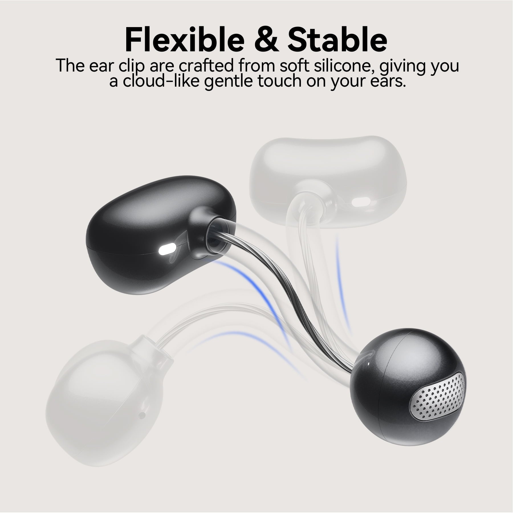 VEATOOL Clip On Earbuds,Bluetooth 5.4 Lightweight Comfort Bone Conduction Open Ear Headphones with LED Digital Display,Noise Cancelling Headphones, IPX7 Suitable for Small Ears and Eyeglass Wearers