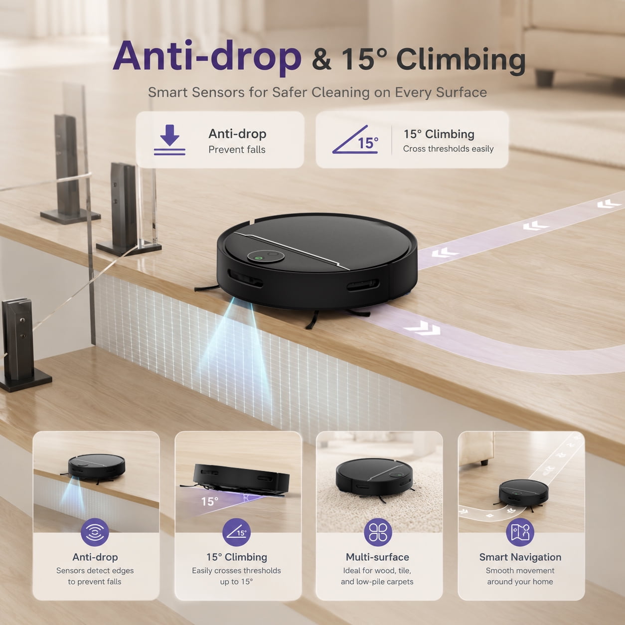 ANSFIL 3 in 1 Robot Vacuum/Mop/Sweep Combo with Smart App&Voice Control,2-in-1 Tank, 4500pa Suction, Q10S